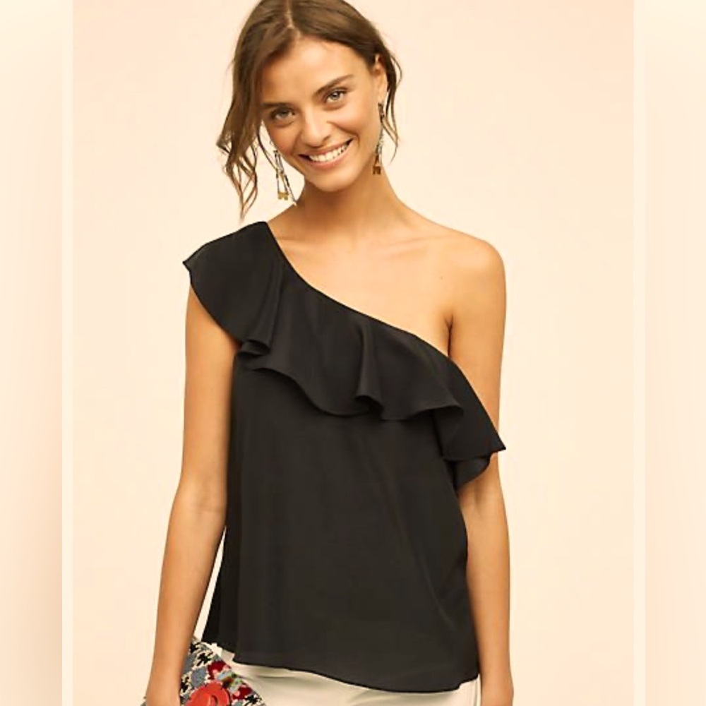 Maeve silk ruffled off-shoulder blouse SIZE 4, 100% SILK